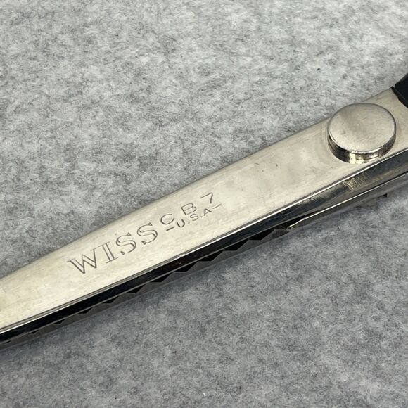 Vintage Wiss Pinking Shears Sewing Scissors CB-7 Steel Ball‎ Bearing Right Hand - Picture 3 of 11
